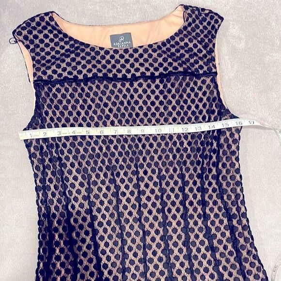 Vintage Adrianna Papell little black dress, sheer w/ raised dots. Fully lined. - Picture 10 of 13